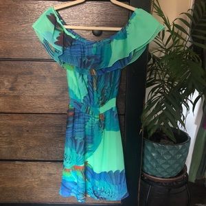 Bebe Tropical Flounce Dress